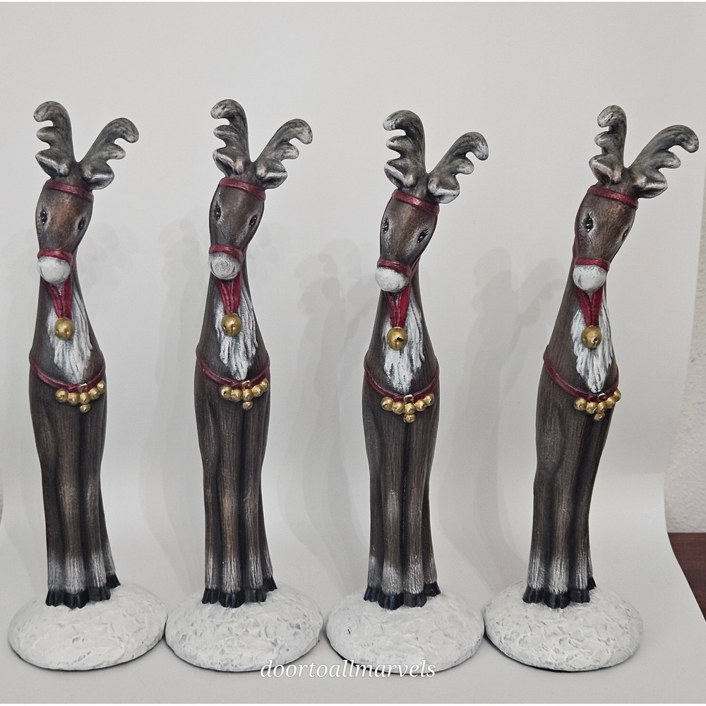 HOMER 2005 Tall Skinny Ceramic Reindeer Whimsical Folk Art Christmas 10.5"